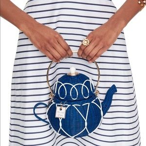 down the rabbit hole wicker teapot purse - duster bag included